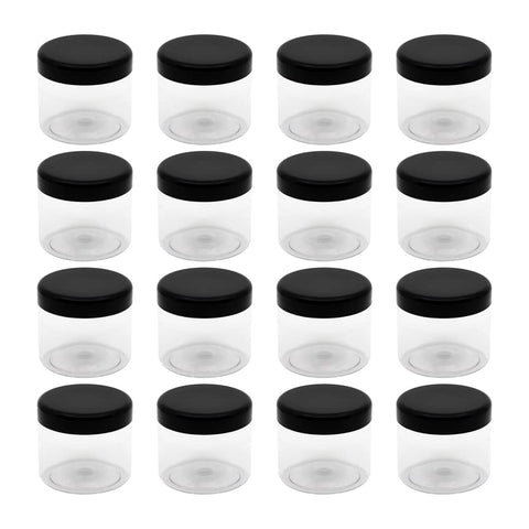 Artistic 8-Piece Plastic Jar - White Clear, 200ml, 7cm Diameter, Black Smooth Lid & Healthy Refill Storage Jar