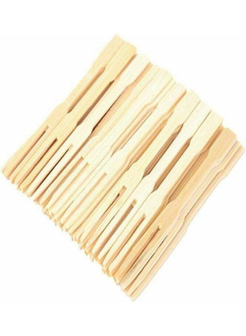 Plan A Bamboo Party Forks, 2 Prong Food Forks for Fruit and Cocktail Blunt | Small Wooden Cocktail Fork Perfect for Parties, Buffets, Tastings, Weddings, Baby Showers (50)