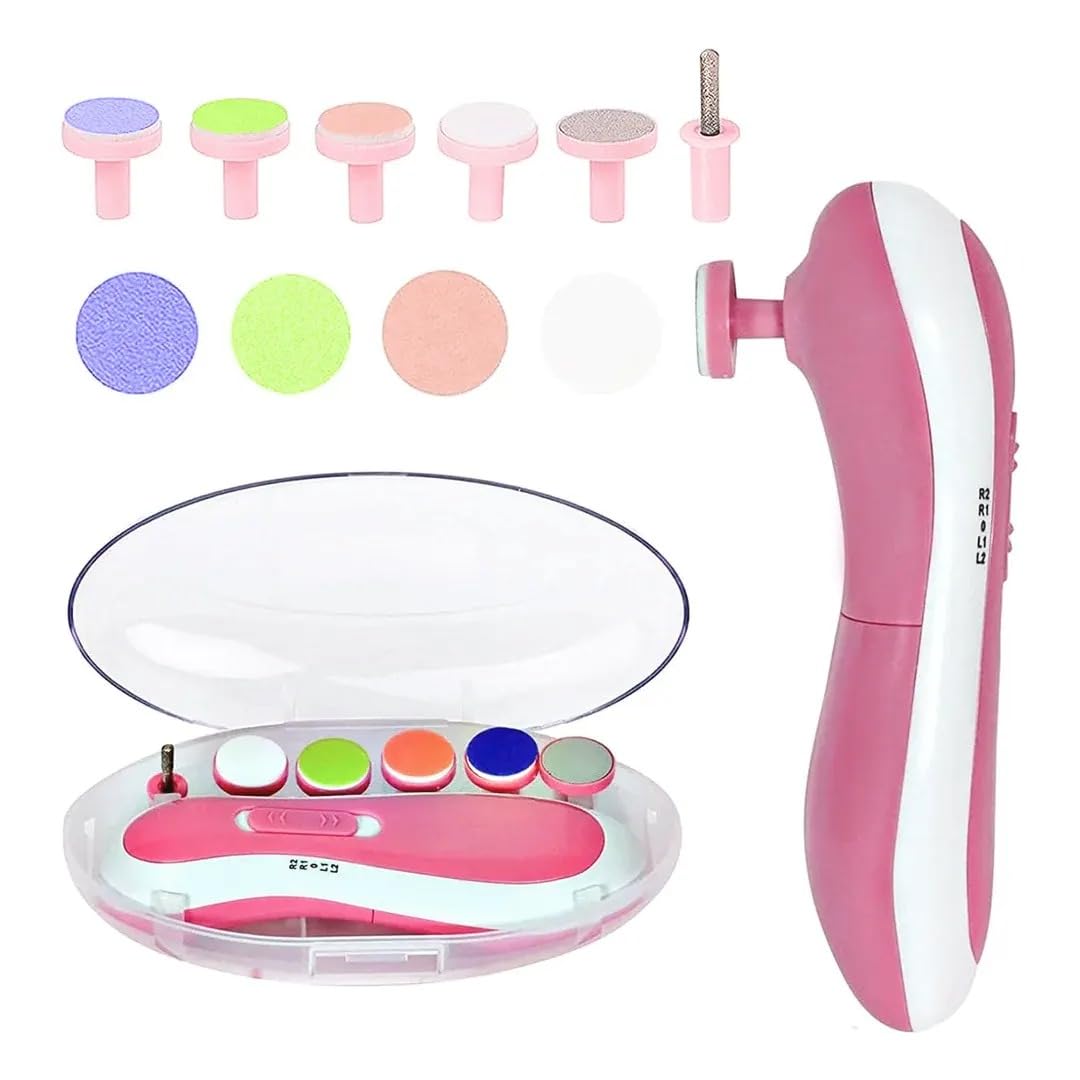 Electric Nail Care Kit with Toenail Clippers Manicure Pedicure Kit with LED Light and 10 Nail Tips Safe Design for Baby, Kids, Women (Blue)
