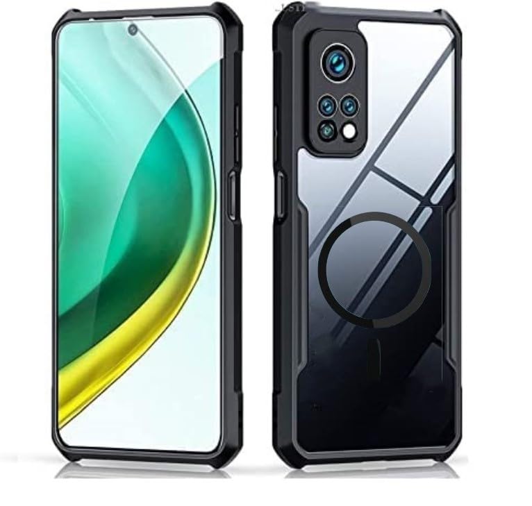 Magnetic Clear Case Compatible with Xiaomi Mi 10T / Mi 10T Pro/mi 10t / mi 10t pro case, Support Magsafe Wireless Charging, Not Yellowing, Flexible Frame, Shockproof Protective Phone Case (Black)