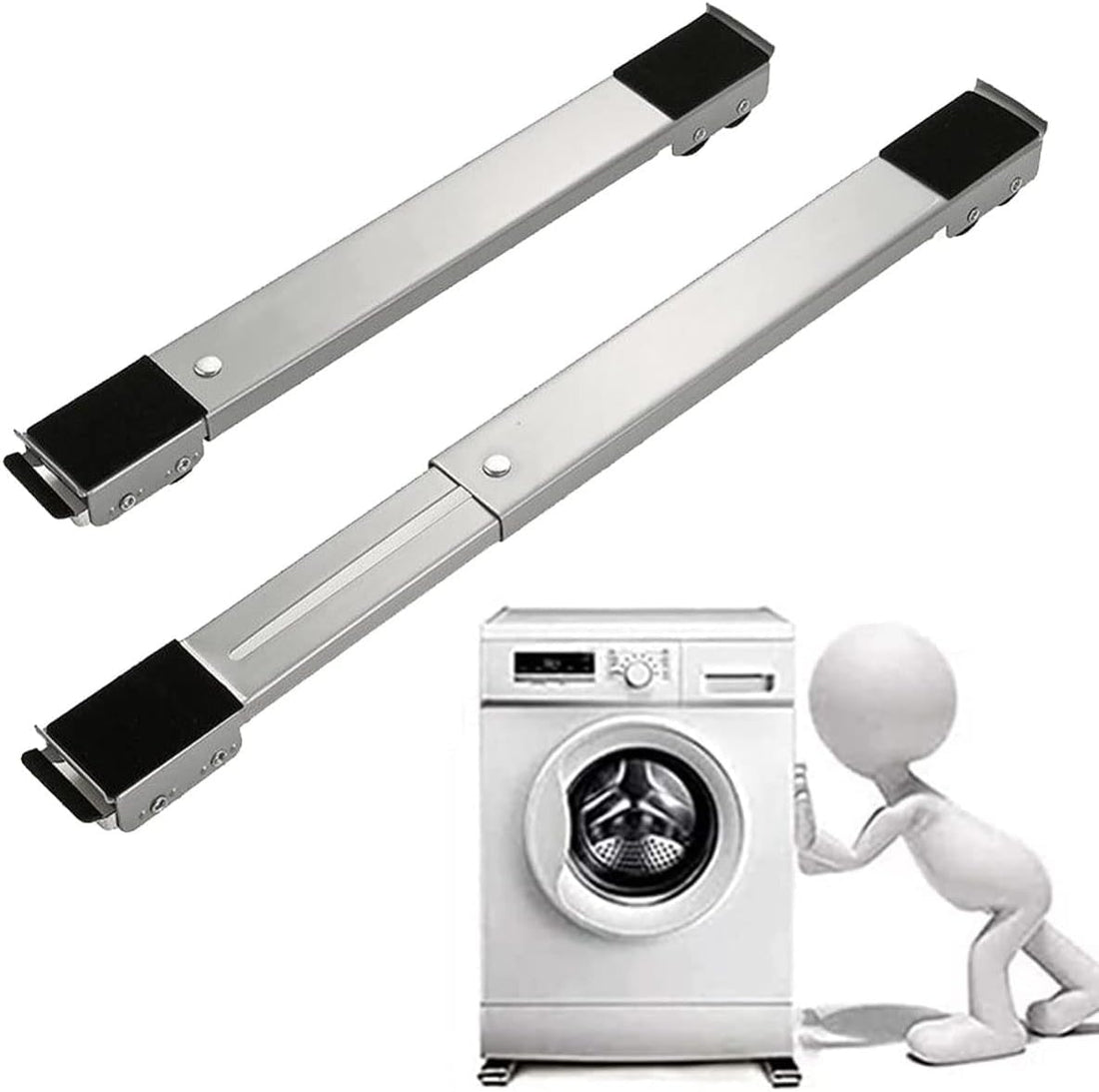 "STOR-Power: 200K Expandable and Narrow Washing Machine Holder, 2 Pack, Ideal for Use with Stovetops and Comodinos, Safety Brakes, | by Generic