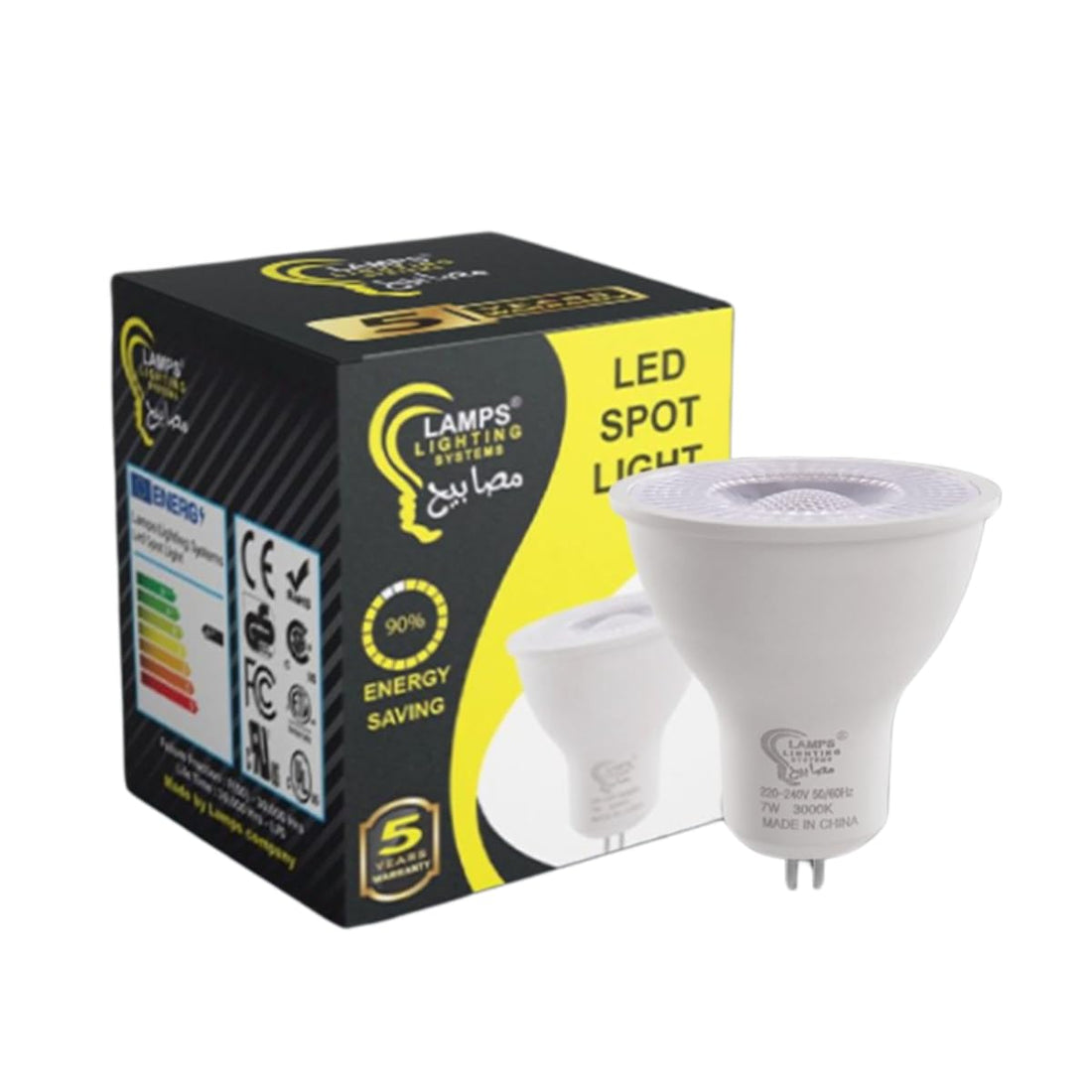 Lamps MR16 LED Spot Light Bulb, 7W, 3000K Warm White, 380 Lumens, Aluminum Diecast Body, 30,000 Hours Lifetime, 5-Year Warranty (6)