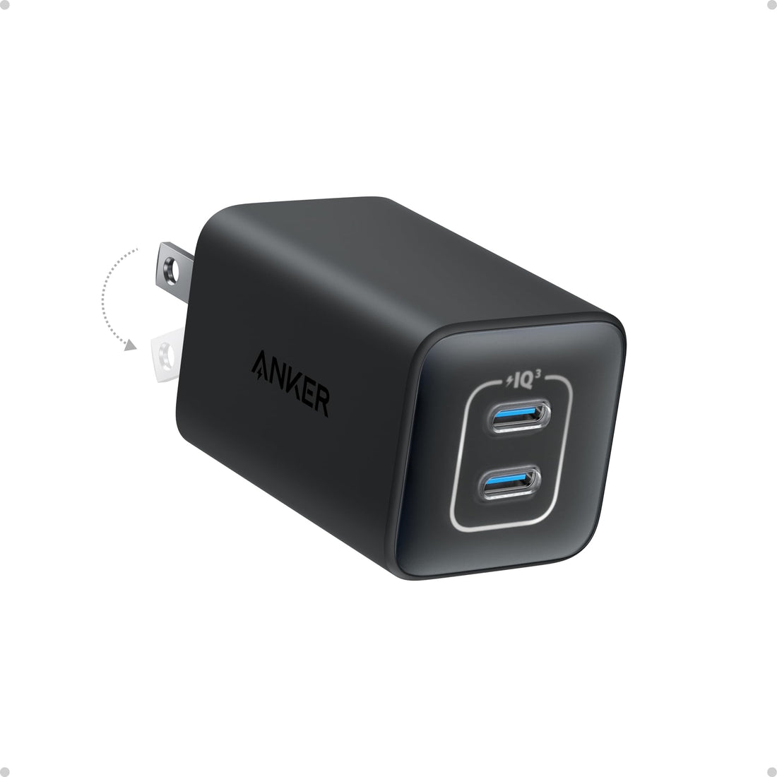 Anker USB C Charger 47W, 523 Charger (Nano 3), 2 Port Compact Foldable GaN Fast Charger for iPhone 14/14 Plus/14 Pro/14 Pro Max/13, Galaxy, Pixel 4/3, iPad/iPad Mini (Cable Not Included)- Black