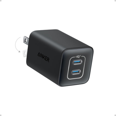 Anker USB C Charger 47W, 523 Charger (Nano 3), 2 Port Compact Foldable GaN Fast Charger for iPhone 14/14 Plus/14 Pro/14 Pro Max/13, Galaxy, Pixel 4/3, iPad/iPad Mini (Cable Not Included)- Black