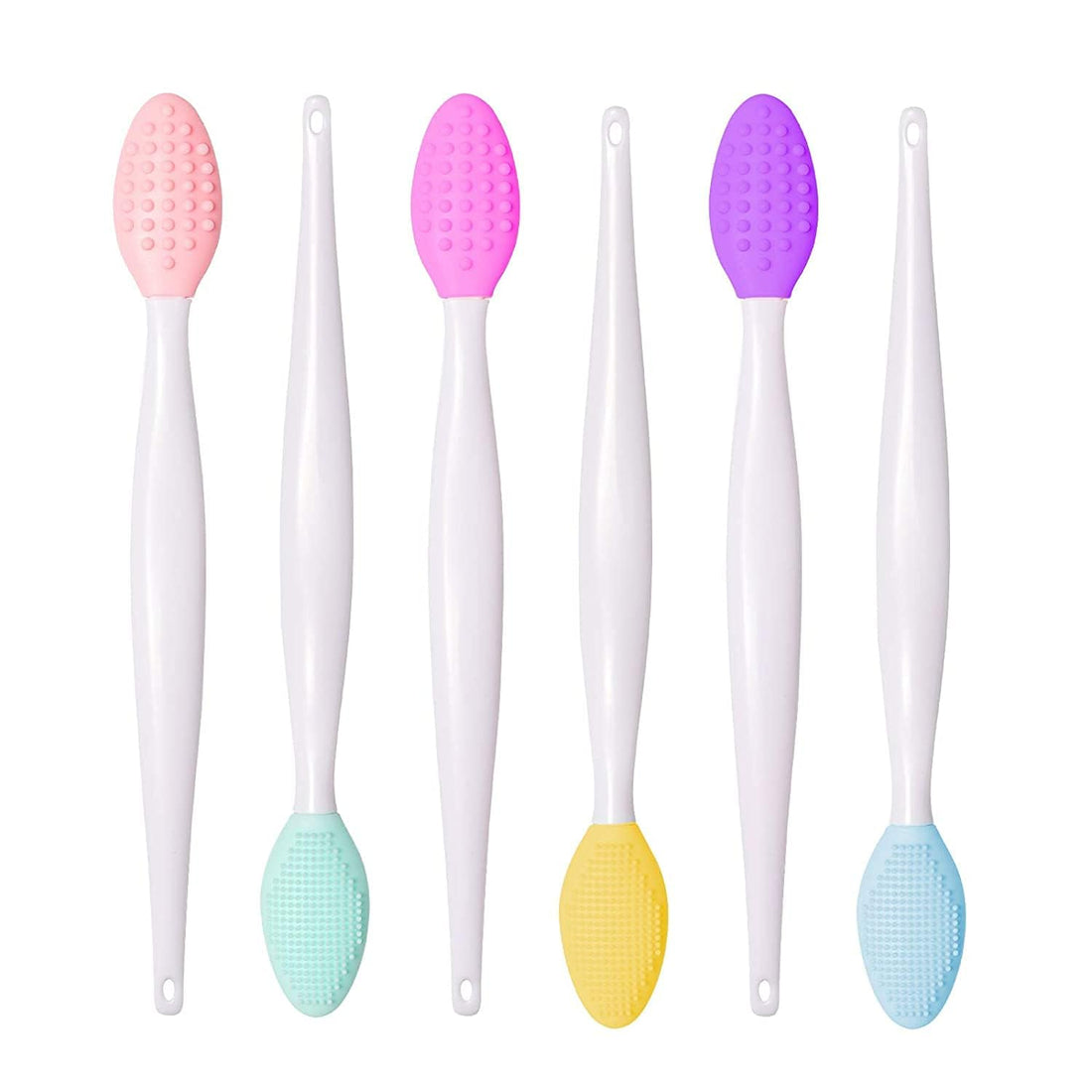 Eye Shadow Applicator - 100pcs Exfoliating Lip Brush Nose Cleaning Brush Double Side Soft Silicone Lip Scrub Tool & Nose Blackhead Remove Brush (rose 100pcs)