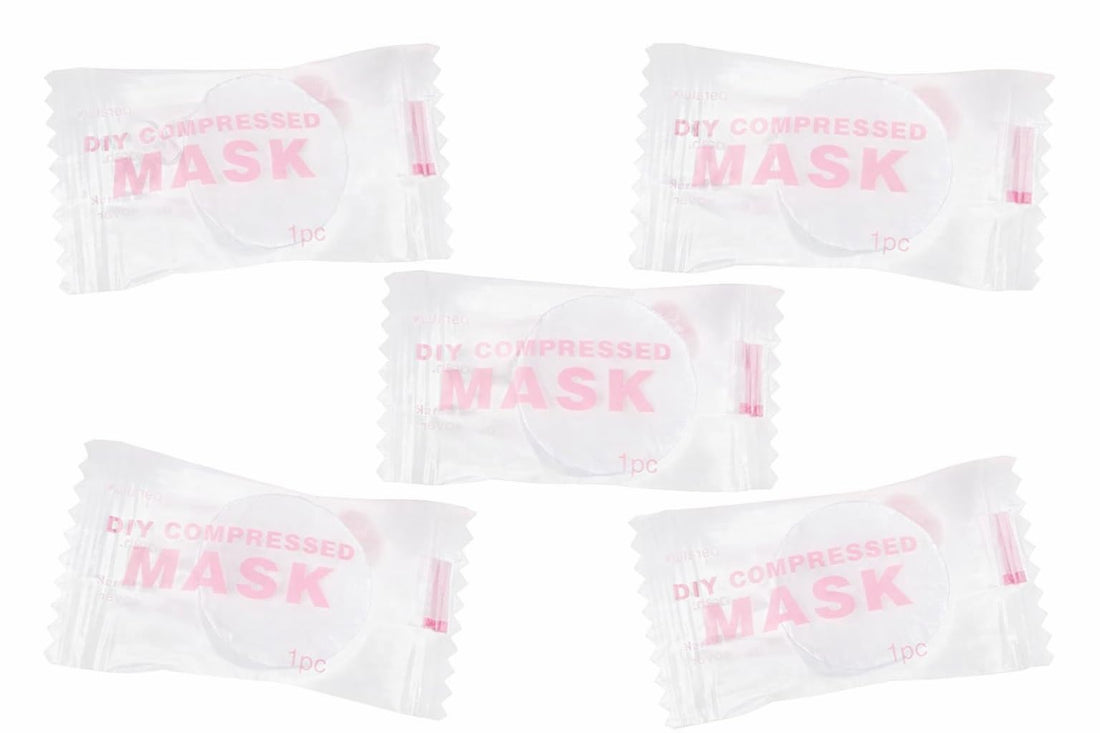 ZOZY White Facial Mask Sheets, Disposable Cotton Compressed Face Masks 5 Pack Soft Breathable, Easy to Soak