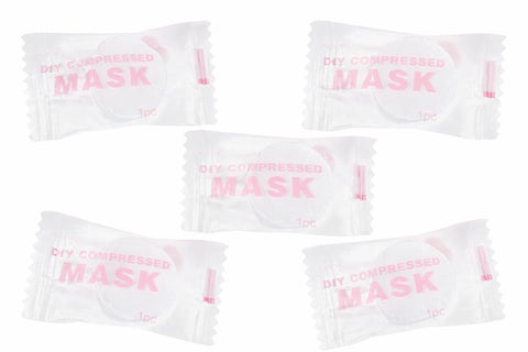 ZOZY White Facial Mask Sheets, Disposable Cotton Compressed Face Masks 5 Pack Soft Breathable, Easy to Soak