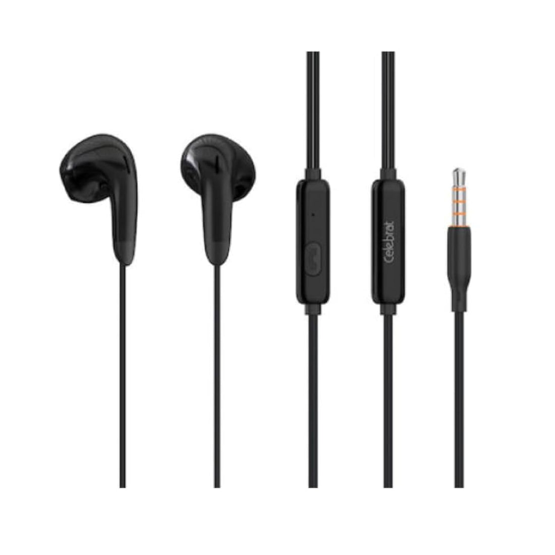 Celebrat G27 Earphones – With Microphone and Controller, 20kHz Frequency Response, 1.2M Cable Length, Compatible with Mobile Phones – Black