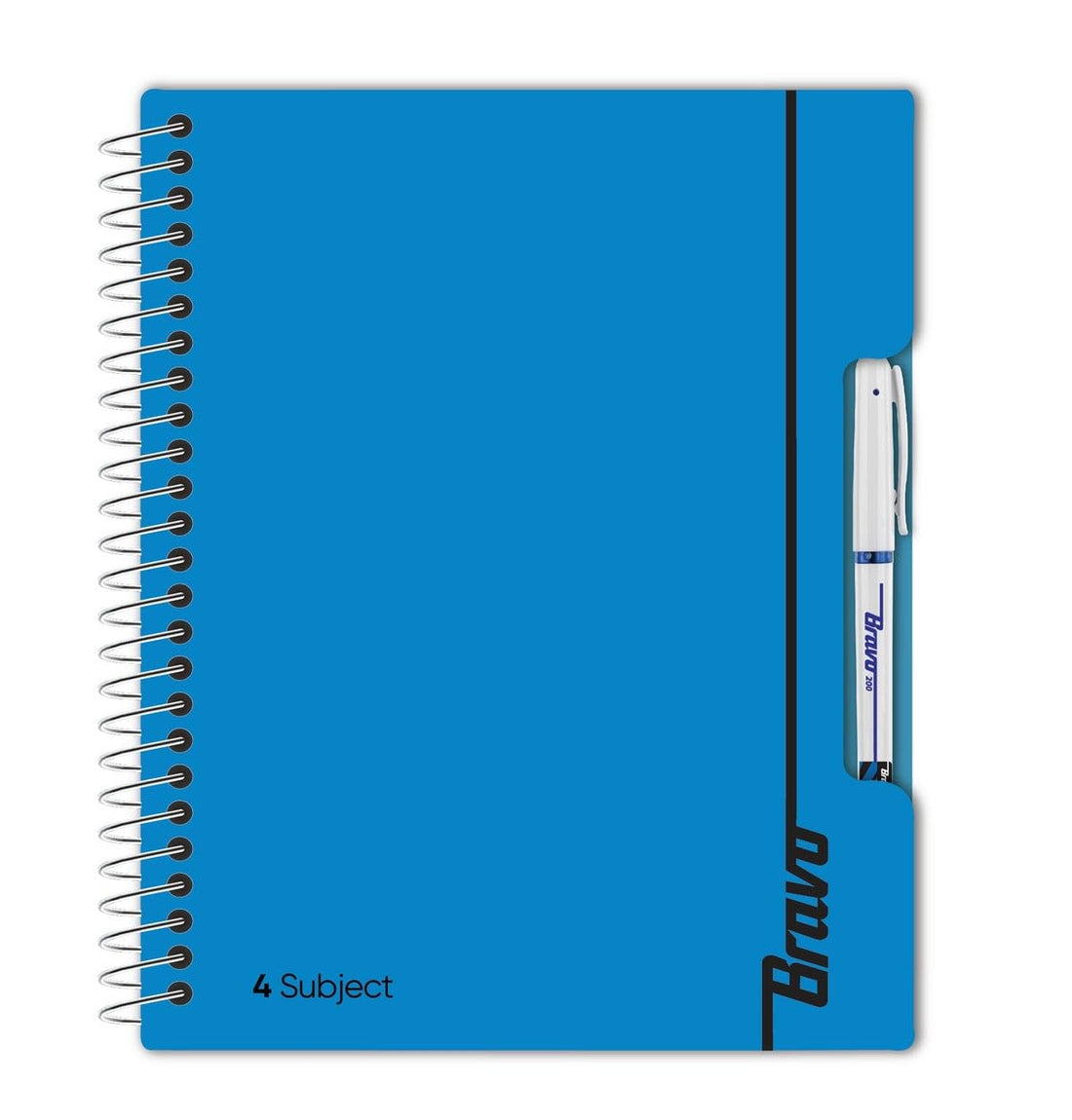 Bravo New 4 Subject Notebook, 168 Sheets, 27.3 cm x 19.8 cm Size, Blue