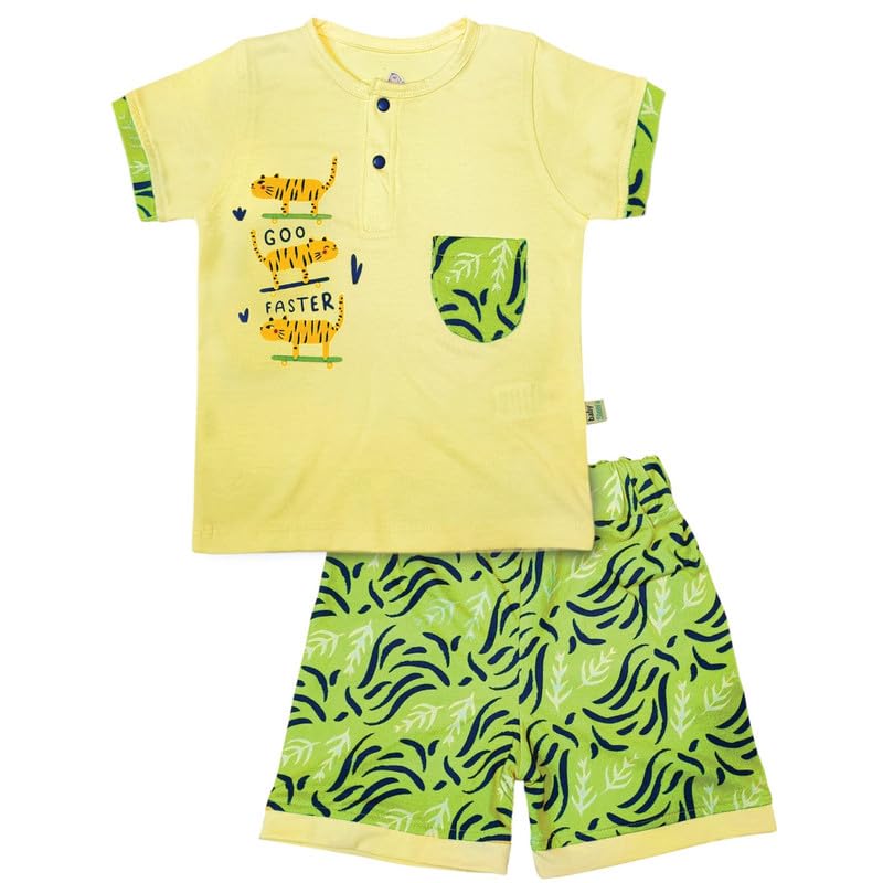 Baby Shoora Boys Pajama Half Sleeves T-shirt&Short Printed Go Faster Long SleevesT-Shirt&Short (pack of 1)