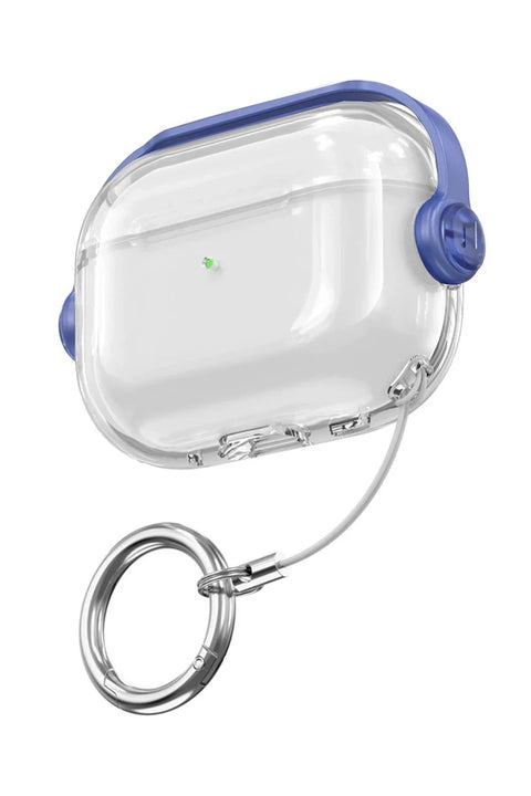 Dl3 Mobilak Case for Airpods Pro 2 Protective Case [With Closure Lid] [Front LED Visible] [With Wrist Strap] Skin Case Compatible with 2022 Airpods Pro 2nd Generation (Clear Blue)