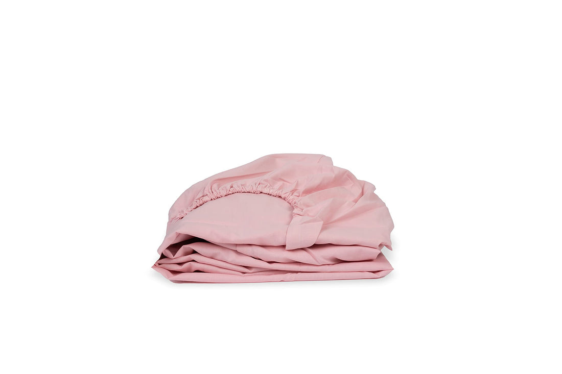 Portal Home of Linen 100% Cotton Fitted Sheet 120cm x 200cm, Rose