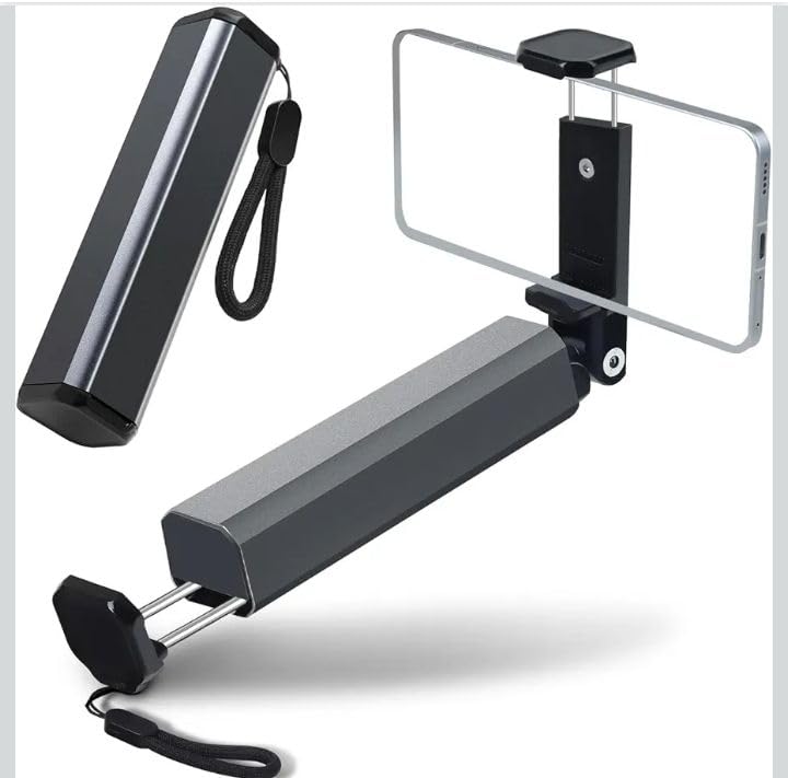 Foldable & Stretchable Car Smartphone Holder - Telescopic Arm Extendable & 360° Rotation - Strong Magnetic/Manual Mount for Dashboard, Glass, Desk - Suitable for All Smartphones - Black