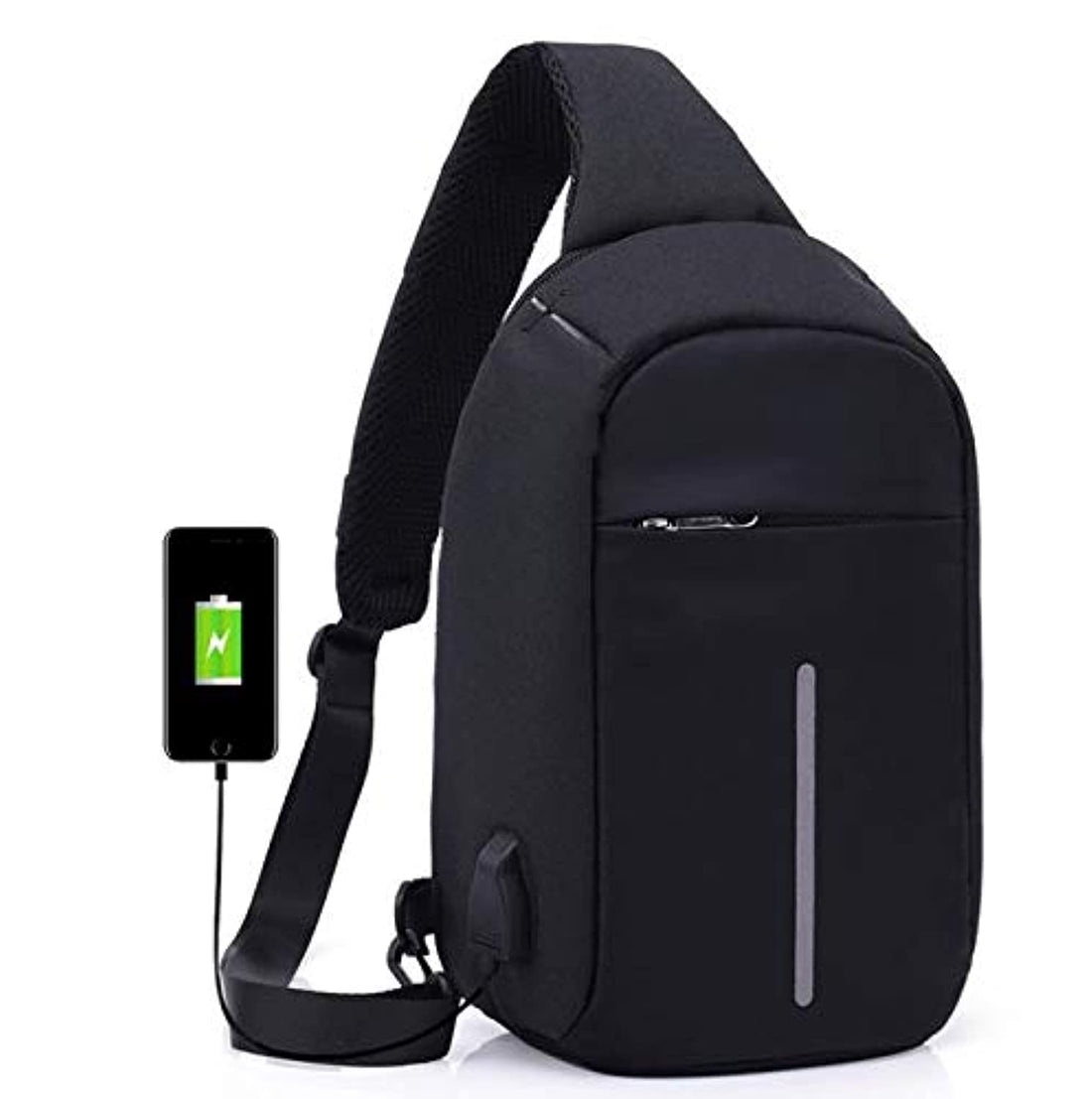 Waterproof Oxford men's chest package rechargeable Burglarproof chest bag black