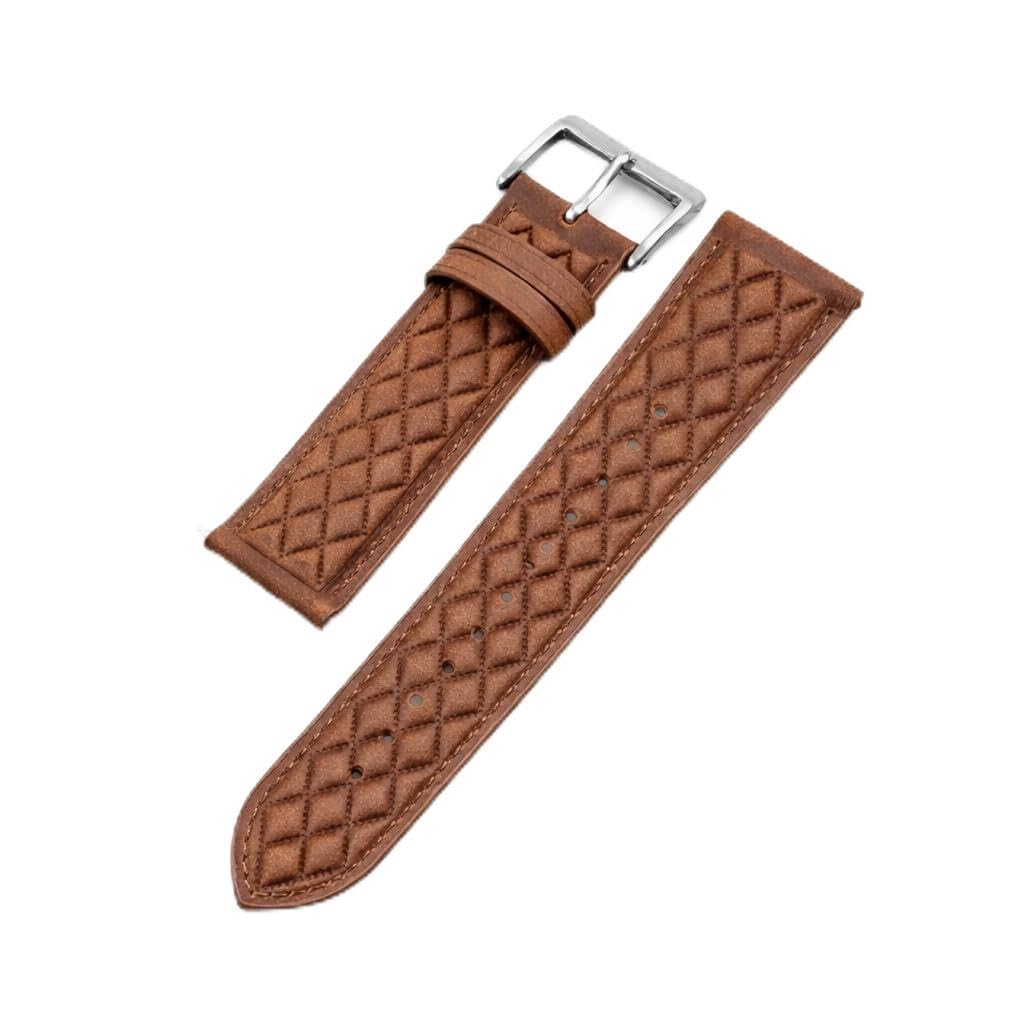 22mm Genuine Leather Watch Band – Replacement Strap with Stainless Steel Buckle – Compatible with Samsung Watch, Huawei Watch, Amazfit & Other Smartwatches Using 22mm Strap