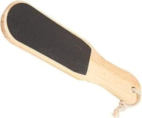 "CAZADORA Professional Double-Sided Wood Foot Rasp Dead Skin Callus Remover - Exfoliating Pedicure Scrubber with Pumice Stone, Brush, and Wooden Handle for Feet Care and Softness
