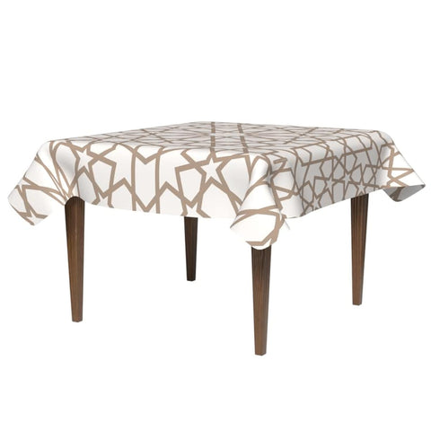 ART MOOD HOME Waterproof Polyester Fabric Nova tablecloth waterproof Beige *White 140x140 CM CM