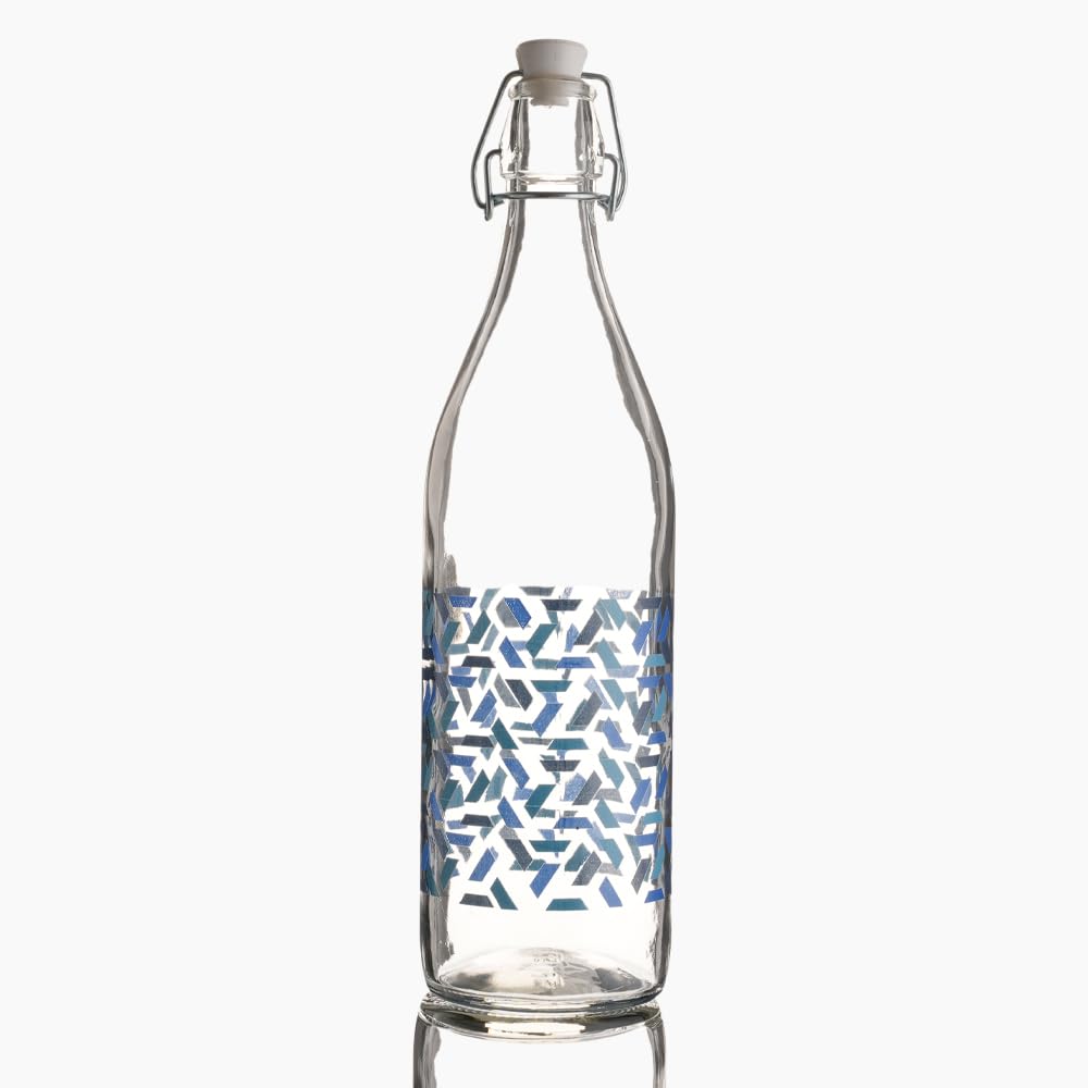 Zinnia TriBlue Glass Water Bottle