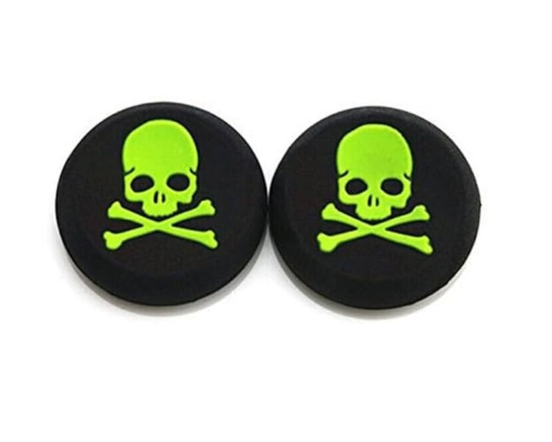 Pack of 2pc Green Skulls Silicone Thumb Grip Stick Cap Cover Controller KeyCaps Grips For PS3, PS4,Xbox360, Xbox One & Xbox Series X S