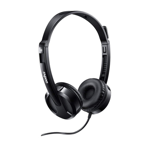 RAPOO H100 Plus Wired Stereo Headphones with Noise-Cancelling Microphone, 3.5 mm Audio Jack with Splitter & Volume Control For PC/Mac/Laptop/Smartphone/Tablet |18007
