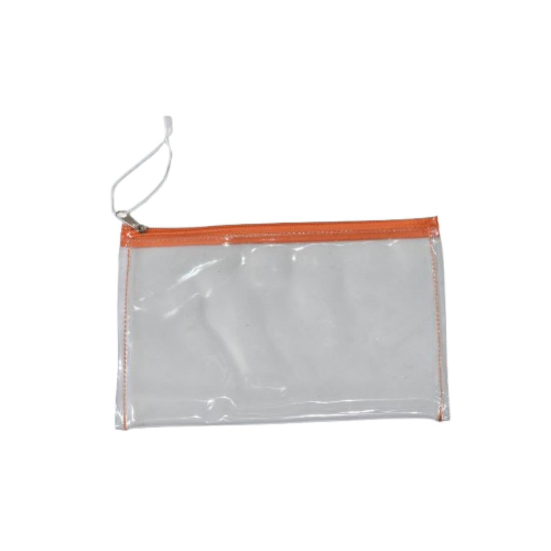 Transparent Pencil Case, Multi-coloured Zipper, Zipper Closure, 20 x 8 x 3 cm (Orange)