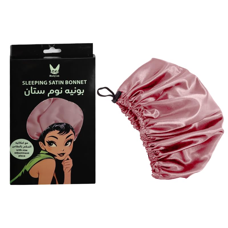 Black Cat Satin Bonnet Royal Pink