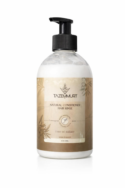TAZEMMURT Natural Conditioner Hair Rinse 470ml – Sulfate Free – Lemongrass Scent – Deep Moisturizing & Hair Softening – Made in Egypt