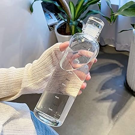 USHOP Y 500ml Water Bottle with Time Marker Reusable Plastic Sports Drink Outdoor Clear Water Bottle (Transparent)