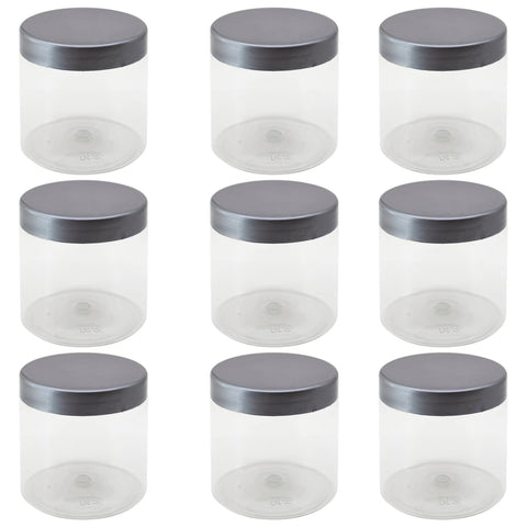 Artistic 8-Piece 500ml Clear White Plastic Round Jar - 9cm Diameter - Silver Lid , Food Grade, Leakproof, Lightweight - Minimalist Style - Ideal for Storage, Travel, Makeup, Crafts