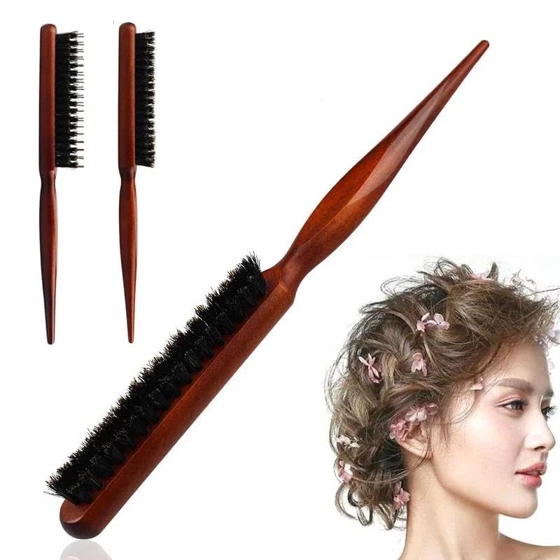 Salon Comb Professional - Boar Bristle Hair Brush for Long Thick Wavy Dry or Damaged Hair Reducing Breakage Soft (3PCS)