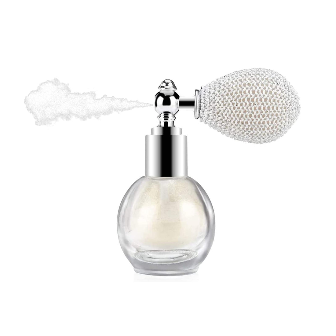 Glitter Spray, Body and Hair Spray Shimmer Sparkle Pearl Powder Silver Face Hairspray Cosmetic Highlighter Eyeshadow for Girls Women Festival Party Makeup Decoration (Pearl White)