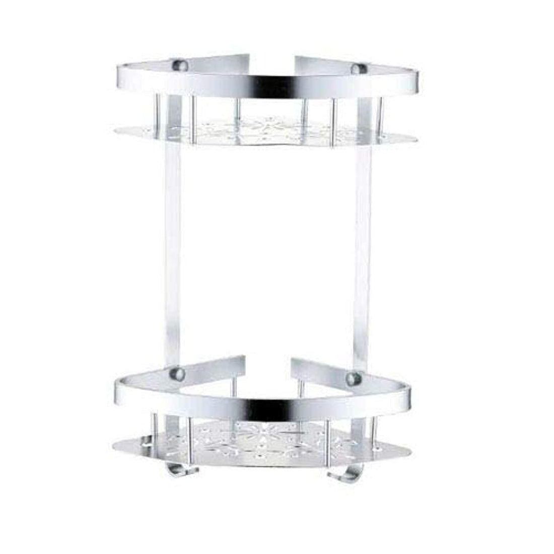 3320 Stainless Aluminum Corner Bathroom Shelves with 2 Hooks