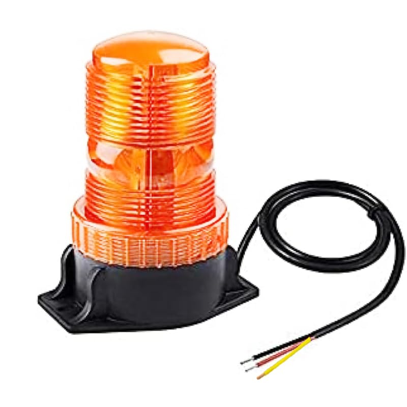 KaberTrade DC LED Warning Light for Cars and Equipment (LED Fanar, Wire 3 Tip, Yellow Flash Light and Moving Yellow, Code :1533) - KaberTrade