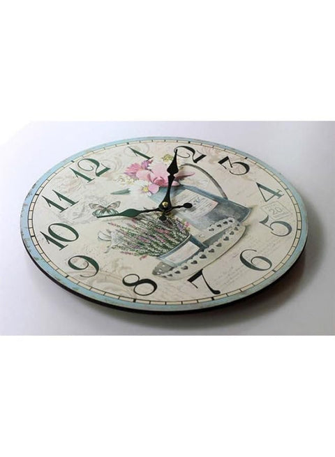 Clock Fashion Home Thick Wood Good Quality Machine Core Electronic Clock Painted Floral Pattern Multicolour