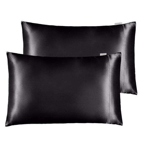 STONECREST Classic Home Decor, Inc Satin Pillowcase for Hair and Skin Care, Set of 2 Soft Breathable Queen Standard Size Silky Satin Pillowcases (20 x 30â€)(Black,Queen)