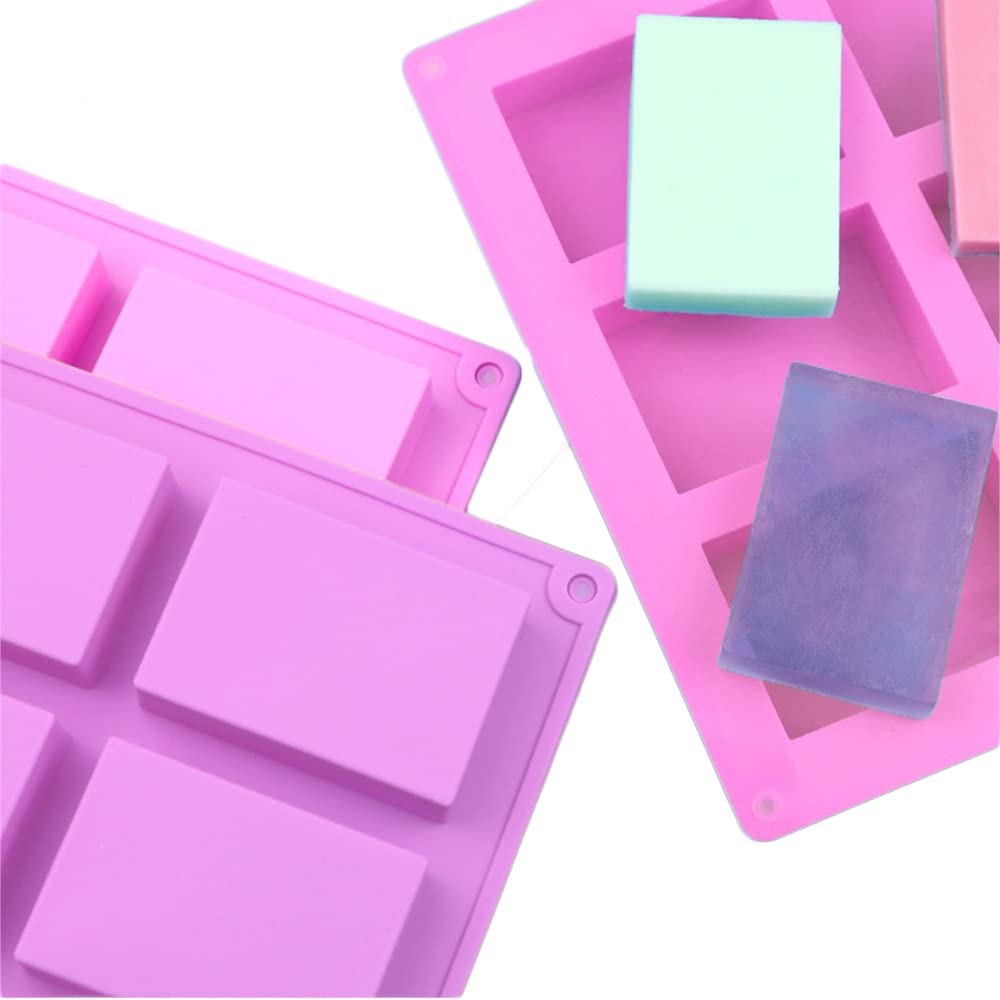 Funwaretech 6 Cavity Large Rectangle Granola Bar Silicone Mold - Energy Bar Maker for Chocolate Truffles, Ganache, Bread, Brownie, Cheesecake, Pudding, Butter, Soap Mould