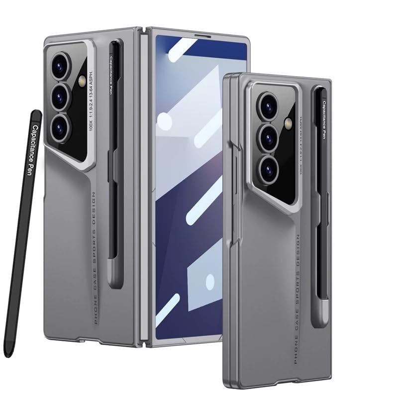 GKK Premium For Samsung Galaxy Z Fold 7 5G Case with Stylus Pen + Tempered Glass Slim Phone Cover For Z Fold7 (F_Grey, Samsung Galaxy Z Fold7)