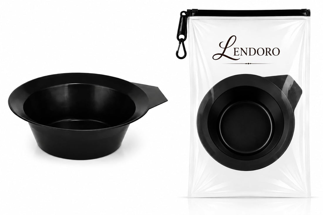 LENDORO Hair Dye Mixing Bowl, Black, Chemical Resistant Plastic, with Ergonomic Handle and Measurement Marks, Salon Grade