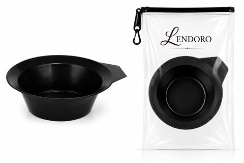 LENDORO Hair Dye Mixing Bowl, Black, Chemical Resistant Plastic, with Ergonomic Handle and Measurement Marks, Salon Grade