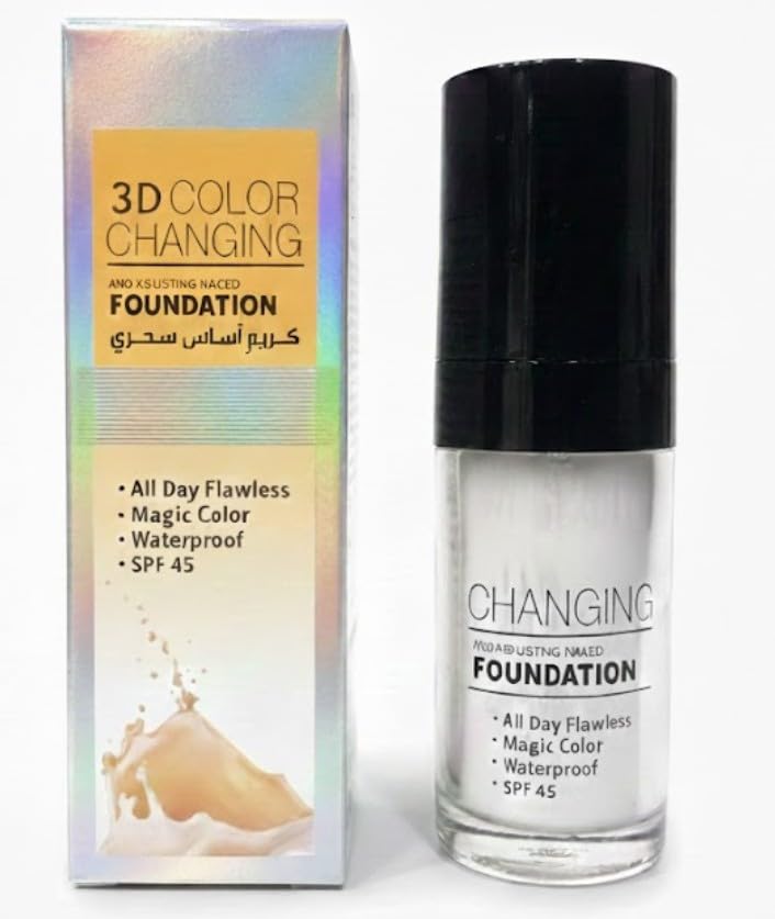 Concealer Cover Cream, Flawless Colour Changing Foundation Makeup, Warm Skin Tone Foundation liquid Base Nude Face Moisturizing Liquid Cover Concealer for Women and Girls