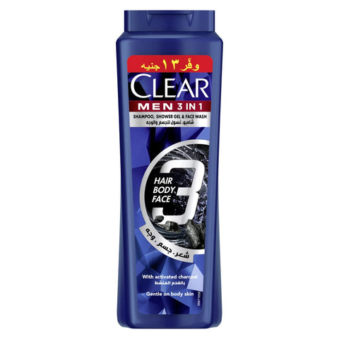 Clear Men 3 In 1 For Hair Body & Face 550ML