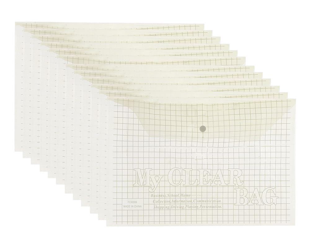 3A FC209-6 Plastic Paper Binder 6.5 Micron 24 * 35 cm With Clips 12 Pieces - Yellow