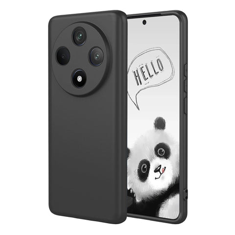 YUECXIN Case for Oppo Reno 12F 4G/Oppo Reno 12 FS 5G (Reno12 F 5G), Silky Soft Liquid Silicone Full Body Protective Cover, Ultra Thin Shockproof Microfiber Lining Phone Case Black