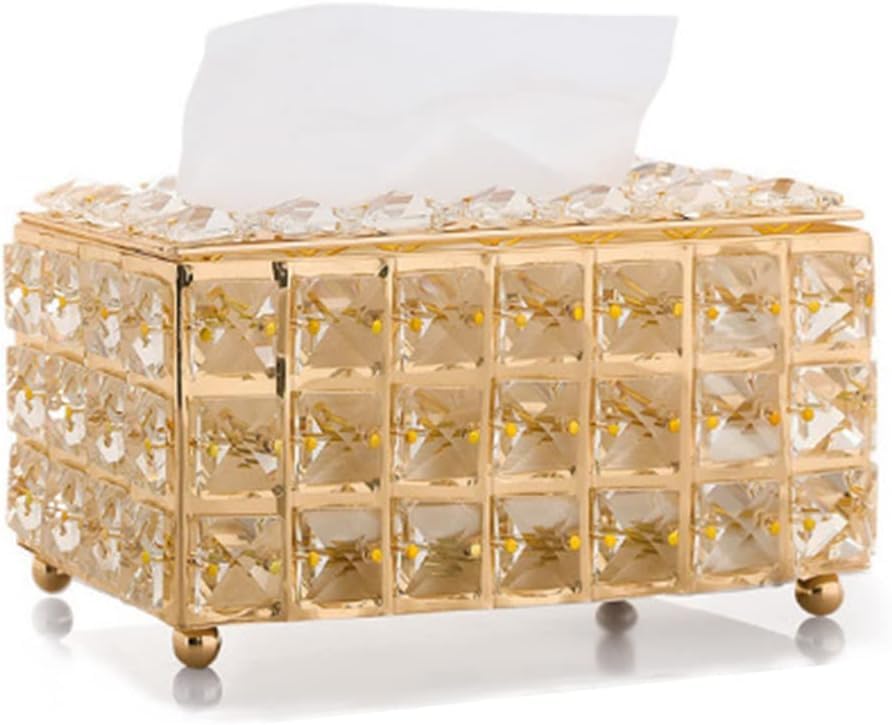 Rectangular Crystal Tissue Box Cover, حامل مناديلDecorative Glass Tissue Holder for Kitchen Dining Room Bathroom Desk, Napkin Holder & Facial Tissue Holder