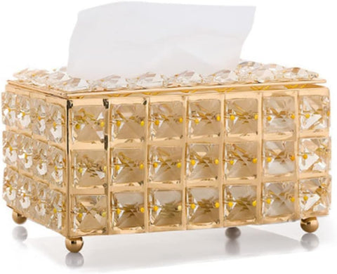 Rectangular Crystal Tissue Box Cover, حامل مناديلDecorative Glass Tissue Holder for Kitchen Dining Room Bathroom Desk, Napkin Holder & Facial Tissue Holder