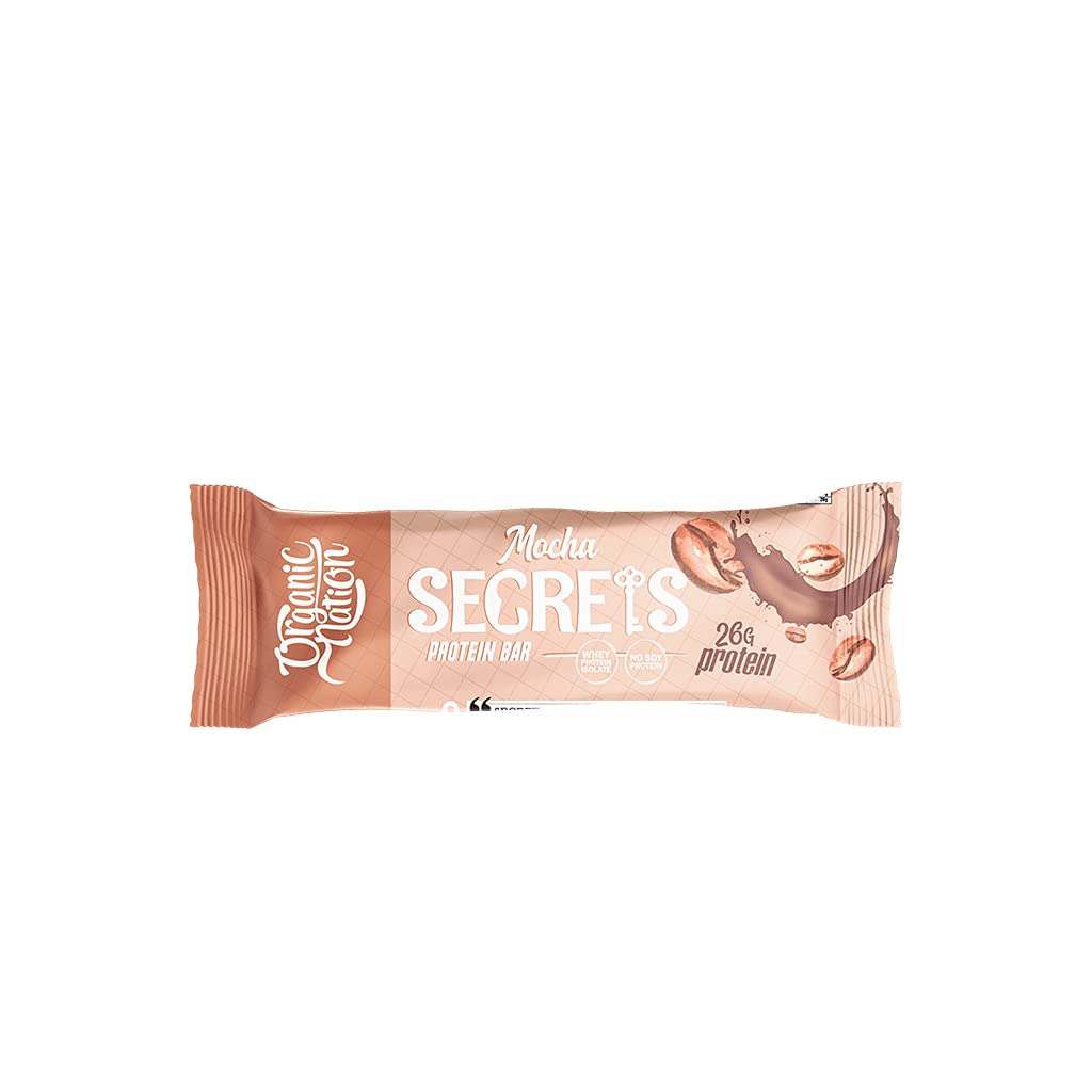 Organic Nation | Secrets Protein Bar | Full of Nutrients | Rich with Protein | Boosts Energy | Weight Loss | Diet Friendly | 25g Protein | 275 Calories | 70g | Mocha
