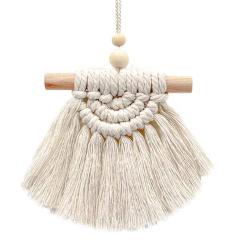 Mini Macrame Boho Wall Hanging，Beautiful Art Woven Decor Car Ornaments Wall Decoration for Bedroom Living Room Nursery Apartment, Handmade Idea Gift(1pcs)