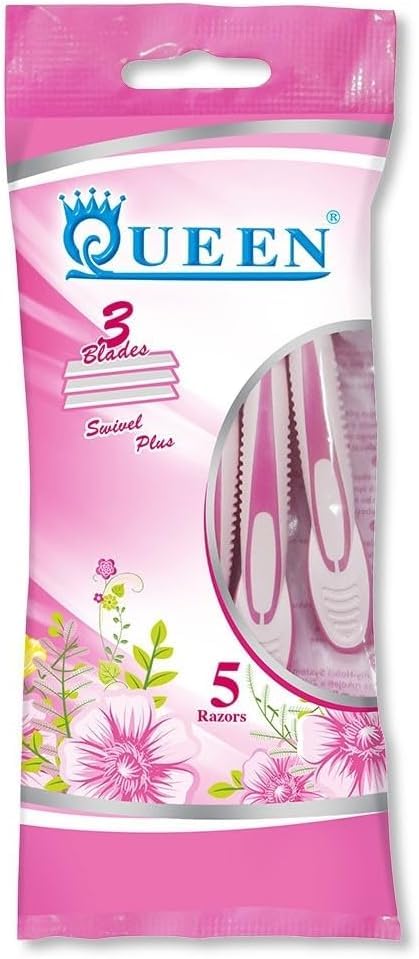 Queen Women's Triple Blade Razors for Extra Smooth Skin - 5 Count Pouch