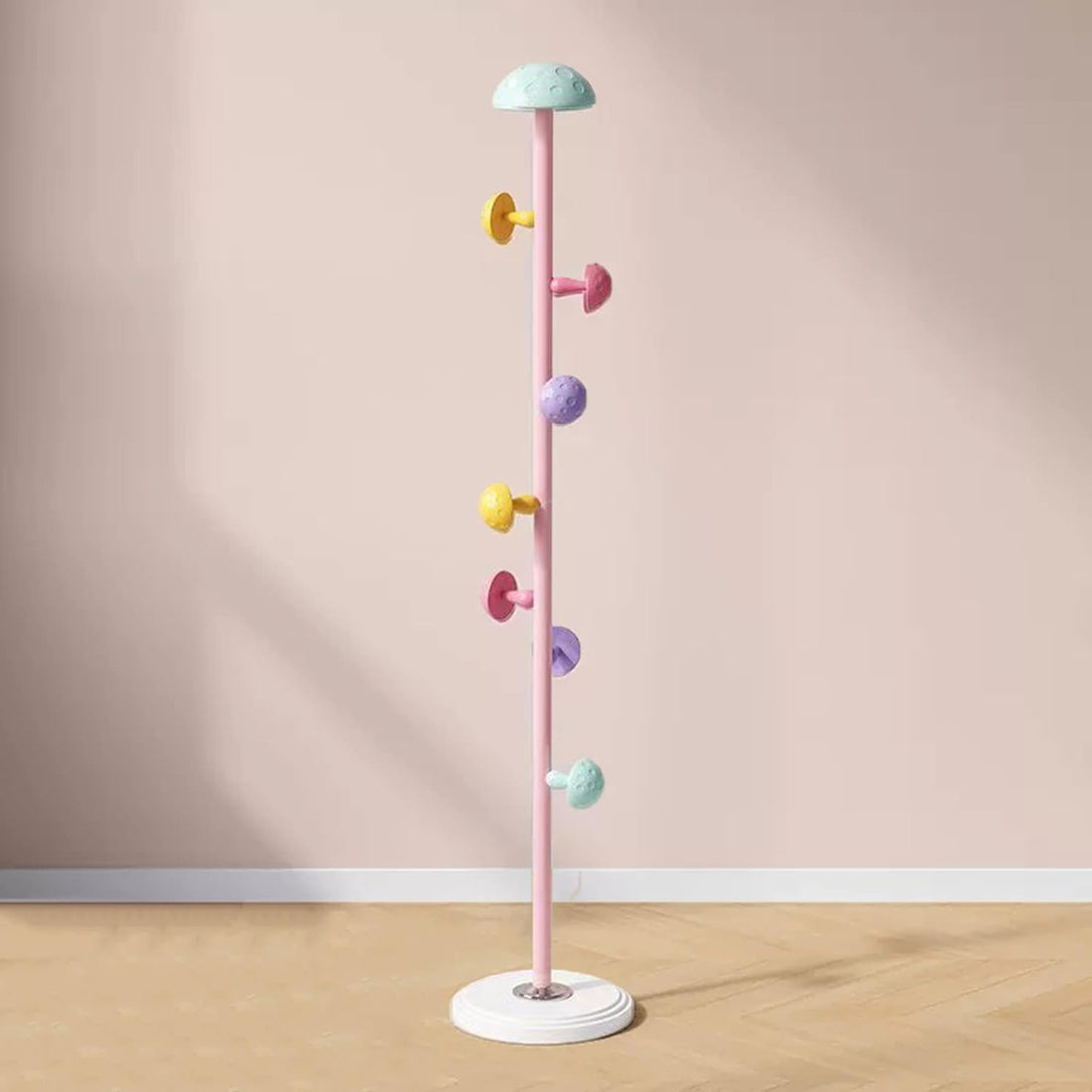 Modern Mushroom Standing Clothes Rack Space Saving Organizer with Multiple Hooks for Coats Bags and Hats Strong Stable Base 168 cm Height Ideal for Home Office Entryway Use