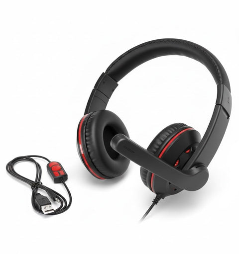 USB Headphone for Gaming Compatible with Laptop, PS4, Smartphone OV-Q5 (Black & Red)